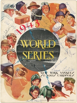 Babe Ruth Multi Signed 1943 World Series Program With 12 Signatures (Beckett)